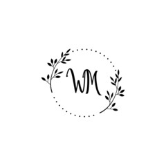 Initial WM Handwriting, Wedding Monogram Logo Design, Modern Minimalistic and Floral templates for Invitation cards	
