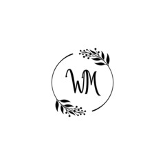 Initial WM Handwriting, Wedding Monogram Logo Design, Modern Minimalistic and Floral templates for Invitation cards	
