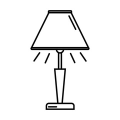 Icon of a table lamp with a lampshade isolated on a white background.
