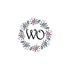 Initial WO Handwriting, Wedding Monogram Logo Design, Modern Minimalistic and Floral templates for Invitation cards	
