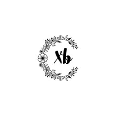 Initial XB Handwriting, Wedding Monogram Logo Design, Modern Minimalistic and Floral templates for Invitation cards	
