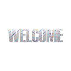 welcome label lettering with colors lines