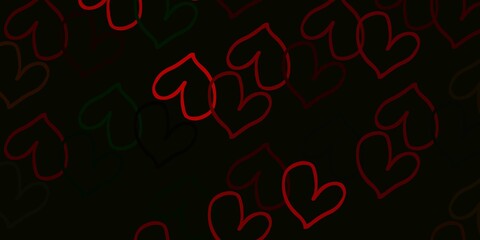 Light Green, Red vector backdrop with sweet hearts.