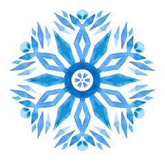 Watercolor Snowflake Illustration on a white background.