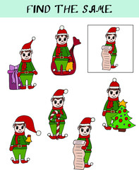 children's puzzle find how to frame Christmas preschool education