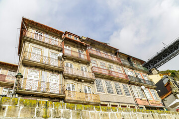 Facade of houses in Portugal, Porto city