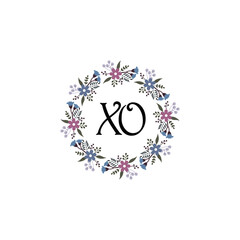 Initial XO Handwriting, Wedding Monogram Logo Design, Modern Minimalistic and Floral templates for Invitation cards	
