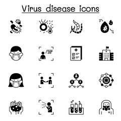 Virus disease, Covid-19, Corona virus icon set vector illustration graphic design