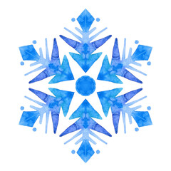 Watercolor Snowflake Illustration on a white background.