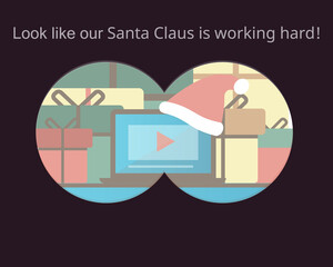 peep at Santa Claus to see him preparing gifts vector 