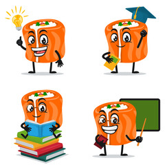 vector illustration of sushi mascot or character