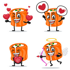 vector illustration of sushi mascot or character