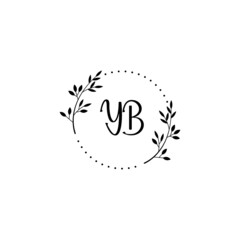 Initial YB Handwriting, Wedding Monogram Logo Design, Modern Minimalistic and Floral templates for Invitation cards	
