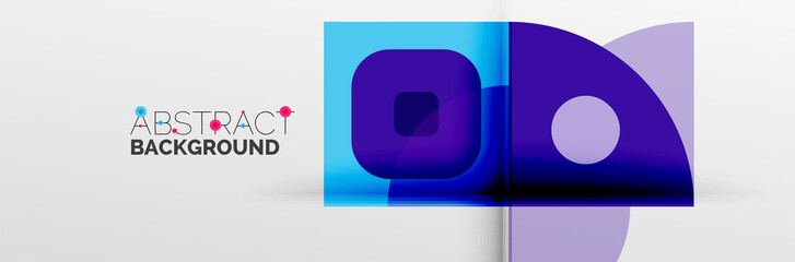 Bright color circles, abstract round shapes and triangles composition with shadow effects. Vector modern geometric design template