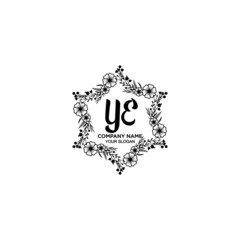 Initial YE Handwriting, Wedding Monogram Logo Design, Modern Minimalistic and Floral templates for Invitation cards	

