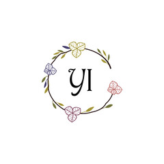 Initial YI Handwriting, Wedding Monogram Logo Design, Modern Minimalistic and Floral templates for Invitation cards	
