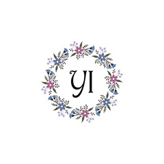Initial YI Handwriting, Wedding Monogram Logo Design, Modern Minimalistic and Floral templates for Invitation cards	

