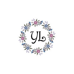 Initial YL Handwriting, Wedding Monogram Logo Design, Modern Minimalistic and Floral templates for Invitation cards	
