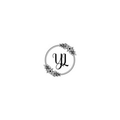 Initial YL Handwriting, Wedding Monogram Logo Design, Modern Minimalistic and Floral templates for Invitation cards	
