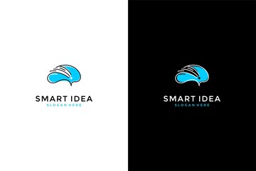 Smart Idea, Brain Learn Educate logo design template
