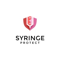 Shield Syringe logo, Insurance logo design template