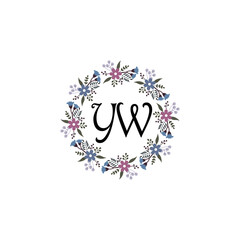 Initial YW Handwriting, Wedding Monogram Logo Design, Modern Minimalistic and Floral templates for Invitation cards	
