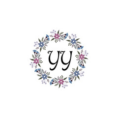 Initial YY Handwriting, Wedding Monogram Logo Design, Modern Minimalistic and Floral templates for Invitation cards	
