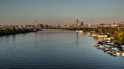 Fototapeta na wymiar Serbia - Panoramic view of the Sava River and the city of Belgrade waterfront