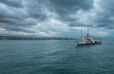Fototapeta premium passenger craft, cruise ship at sea, Bosphorus, istanbul