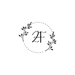 Initial ZF Handwriting, Wedding Monogram Logo Design, Modern Minimalistic and Floral templates for Invitation cards	
