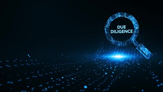 Business, Technology, Internet and network concept. Businessman working on the tablet of the future, select on the virtual display: Due diligence