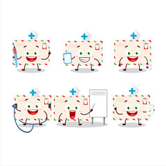 Doctor profession emoticon with santa envelopes cartoon character