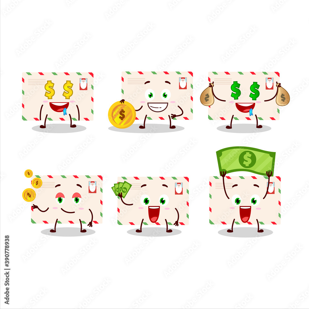 Sticker Santa envelopes cartoon character with cute emoticon bring money