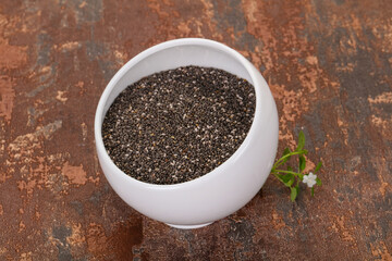 Dietary Chia seeds in the bowl