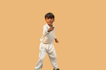 Fototapeta premium A boy celebration taking a catch During a Cricket Game