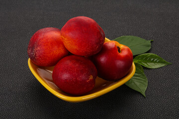 Sweet tasty ripe few nectarines