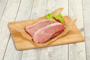 Juicy raw pork steak meat