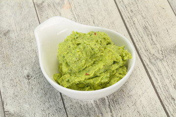 Avocado guacamole sauce with chili pepper