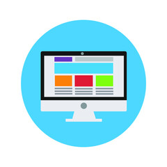 vector illustration of a computer or laptop pc with a flat design icon, symbol and sign