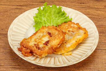 Roasted cod fish in bread