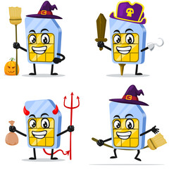 Obraz premium vector illustration of sim card mascot or character