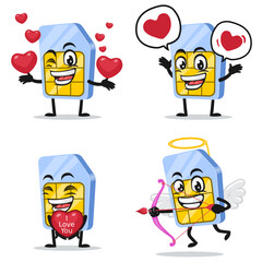 vector illustration of sim card mascot or character