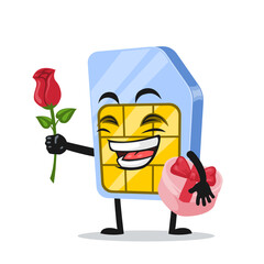 vector illustration of sim card mascot or character