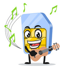 vector illustration of sim card mascot or character