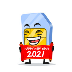 vector illustration of sim card mascot or character