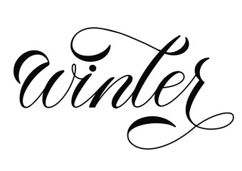 Winter calligraphy lettering for posters, postcards and decoration. Vector illustration