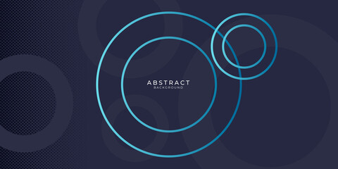 Blue black abstract background with blue circle outlines