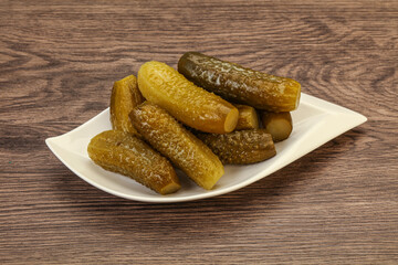 Pickled cucumbers in the plate