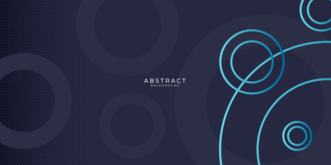 Blue black abstract background with blue circle outlines