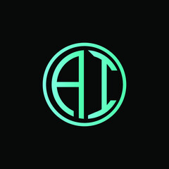 AI MONOGRAM letter icon design on BLACK background.Creative letter AI/A I logo design. AI initials/MONOGRAM Logo design.